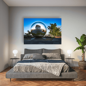 grand-canal-dock-reflective-sphere-sculpture Pano