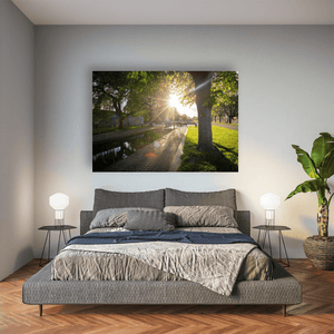 grand-canal-lock-golden-sunburst-summer Pano
