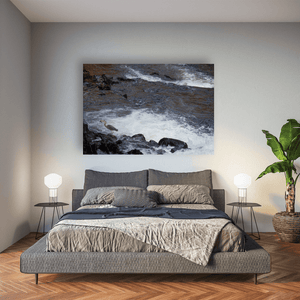 Nua Photography Print Grey Heron Fishing the River Rapids, Wales Grey Heron Fishing River Rapids Wales Print | Nua Photography