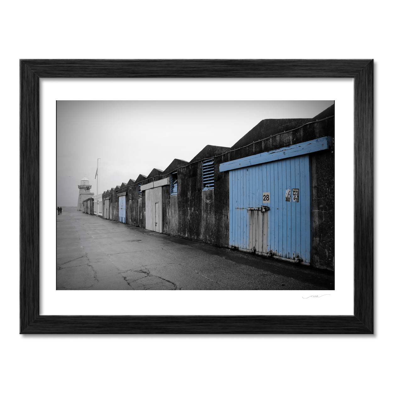 Nua Photography Print Howth Harbour Boat Sheds with Blue Doors, Co. Dublin Howth Harbour Boat Sheds Blue Doors Print | Nua Photography