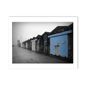 Nua Photography Print Howth Harbour Boat Sheds with Blue Doors, Co. Dublin Howth Harbour Boat Sheds Blue Doors Print | Nua Photography