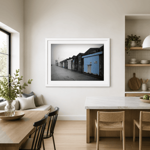 Nua Photography Print Howth Harbour Boat Sheds with Blue Doors, Co. Dublin Howth Harbour Boat Sheds Blue Doors Print | Nua Photography