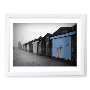Nua Photography Print Howth Harbour Boat Sheds with Blue Doors, Co. Dublin Howth Harbour Boat Sheds Blue Doors Print | Nua Photography