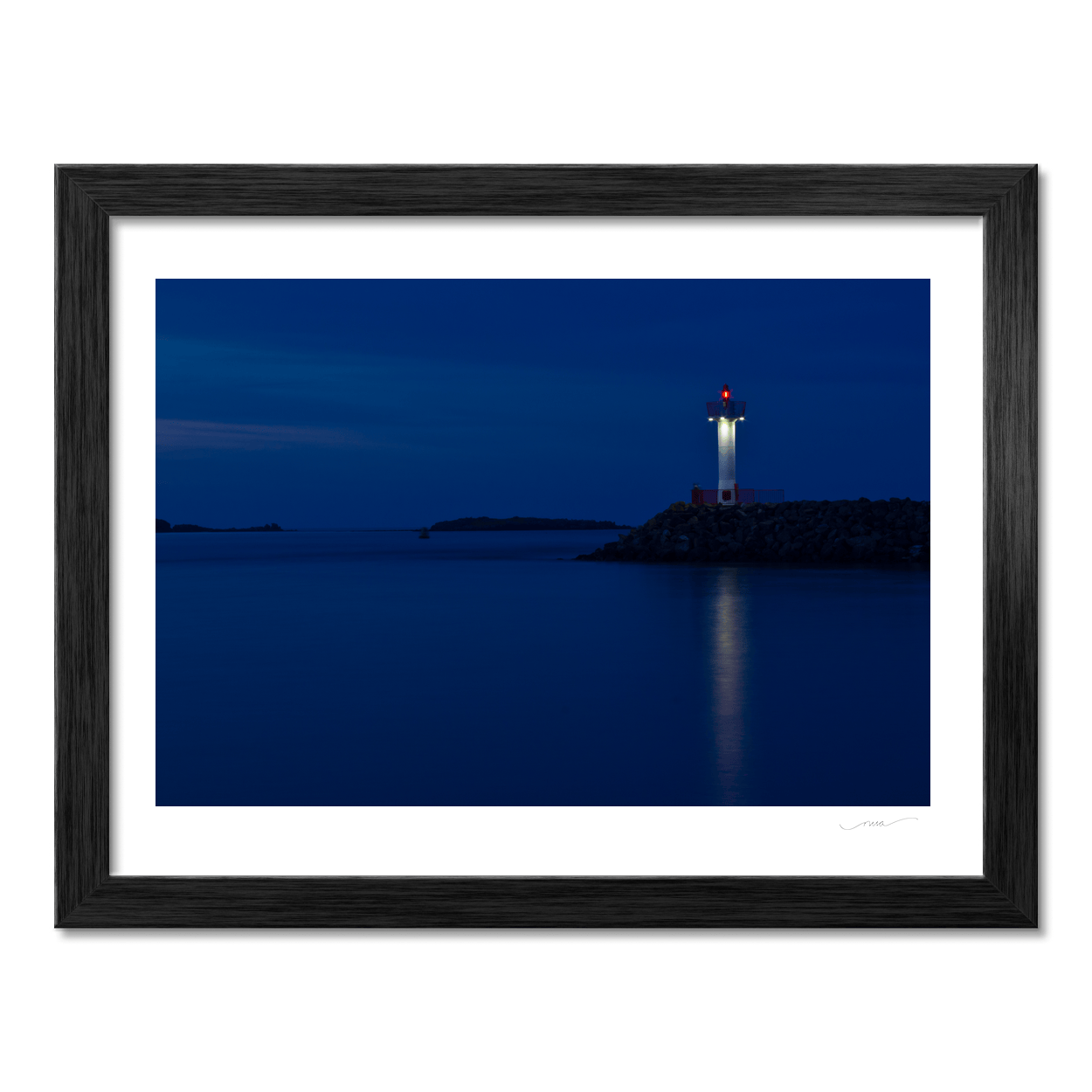 Nua Photography Print Howth Harbour Lighthouse at Blue Hour, Co. Dublin Howth Harbour Lighthouse Blue Hour Print | Nua Photography