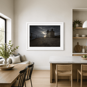 Nua Photography Print Howth Harbour Lighthouse at Dramatic Sunset, Co. Dublin Howth Harbour Lighthouse Sunset Print | Nua Photography