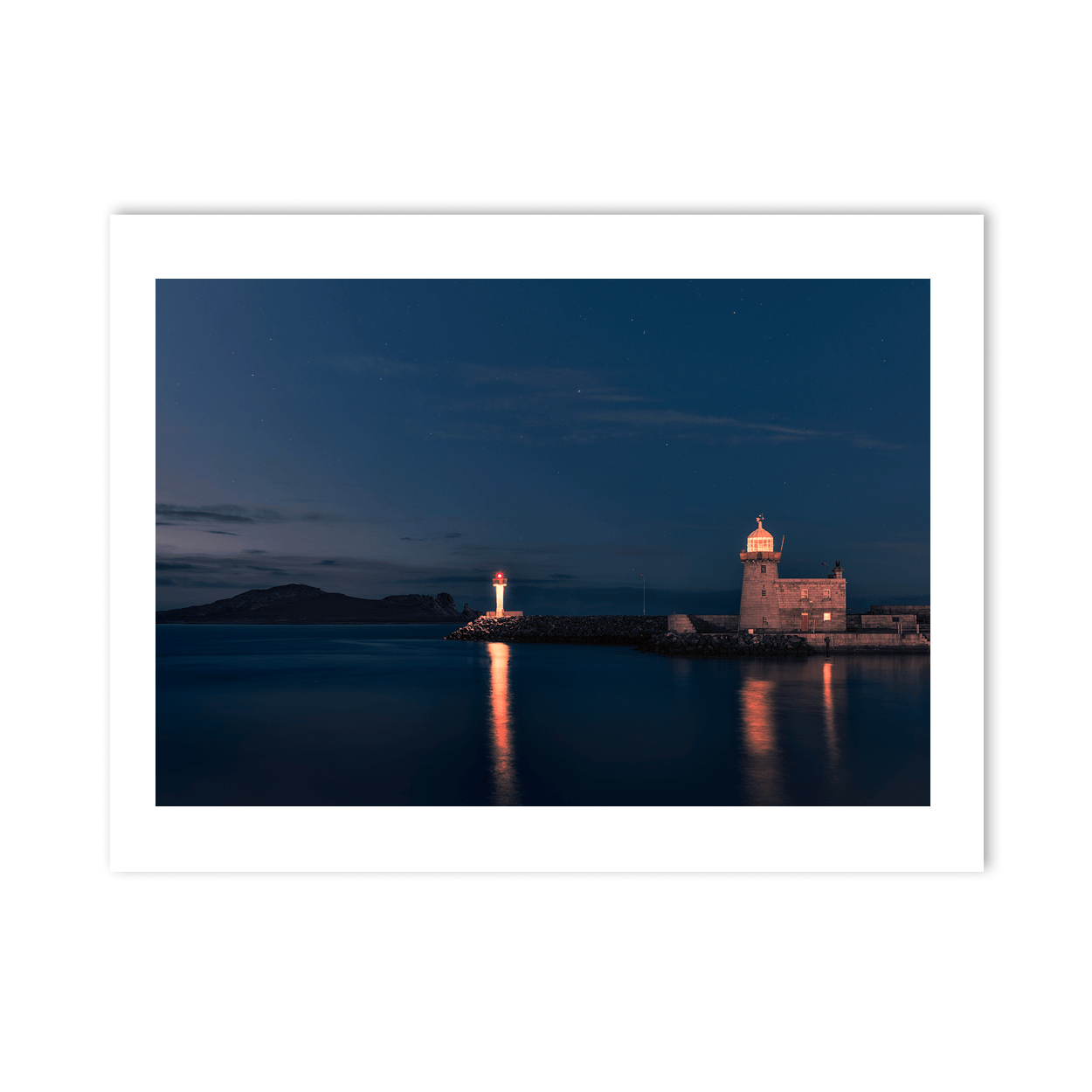 Nua Photography Print Howth Harbour Lighthouse at Night, Co. Dublin Howth Harbour Lighthouse at Night Print | Nua Photography