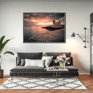 Nua Photography Print Howth Harbour Lighthouse at Sunset, Co. Dublin Howth Harbour Lighthouse Sunset Print | Nua Photography