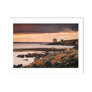 Nua Photography Print Howth Martello Tower at Sunset from Rocky Shore, Co. Dublin Howth Martello Tower Sunset Print | Nua Photography