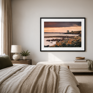 Nua Photography Print Howth Martello Tower at Sunset from Rocky Shore, Co. Dublin Howth Martello Tower Sunset Print | Nua Photography