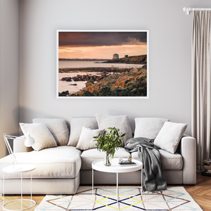 Nua Photography Print Howth Martello Tower at Sunset from Rocky Shore, Co. Dublin Howth Martello Tower Sunset Print | Nua Photography