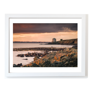 Nua Photography Print Howth Martello Tower at Sunset from Rocky Shore, Co. Dublin Howth Martello Tower Sunset Print | Nua Photography