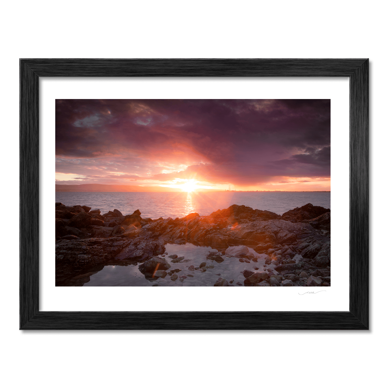 Nua Photography Print Howth Sutton Rocky Shore Sunset with Dublin Bay View, Co. Dublin Howth Sutton Rocky Shore Sunset Print | Nua Photography