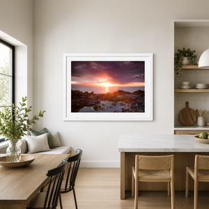 Nua Photography Print Howth Sutton Rocky Shore Sunset with Dublin Bay View, Co. Dublin Howth Sutton Rocky Shore Sunset Print | Nua Photography