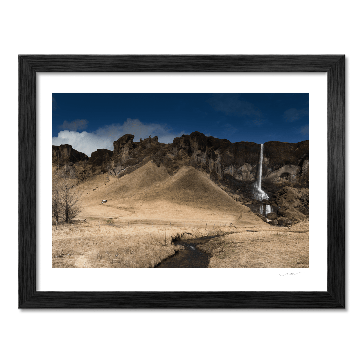Nua Photography Print Icelandic Waterfall and Dramatic Cliffs, Iceland Icelandic Waterfall and Dramatic Cliffs Print | Nua Photography