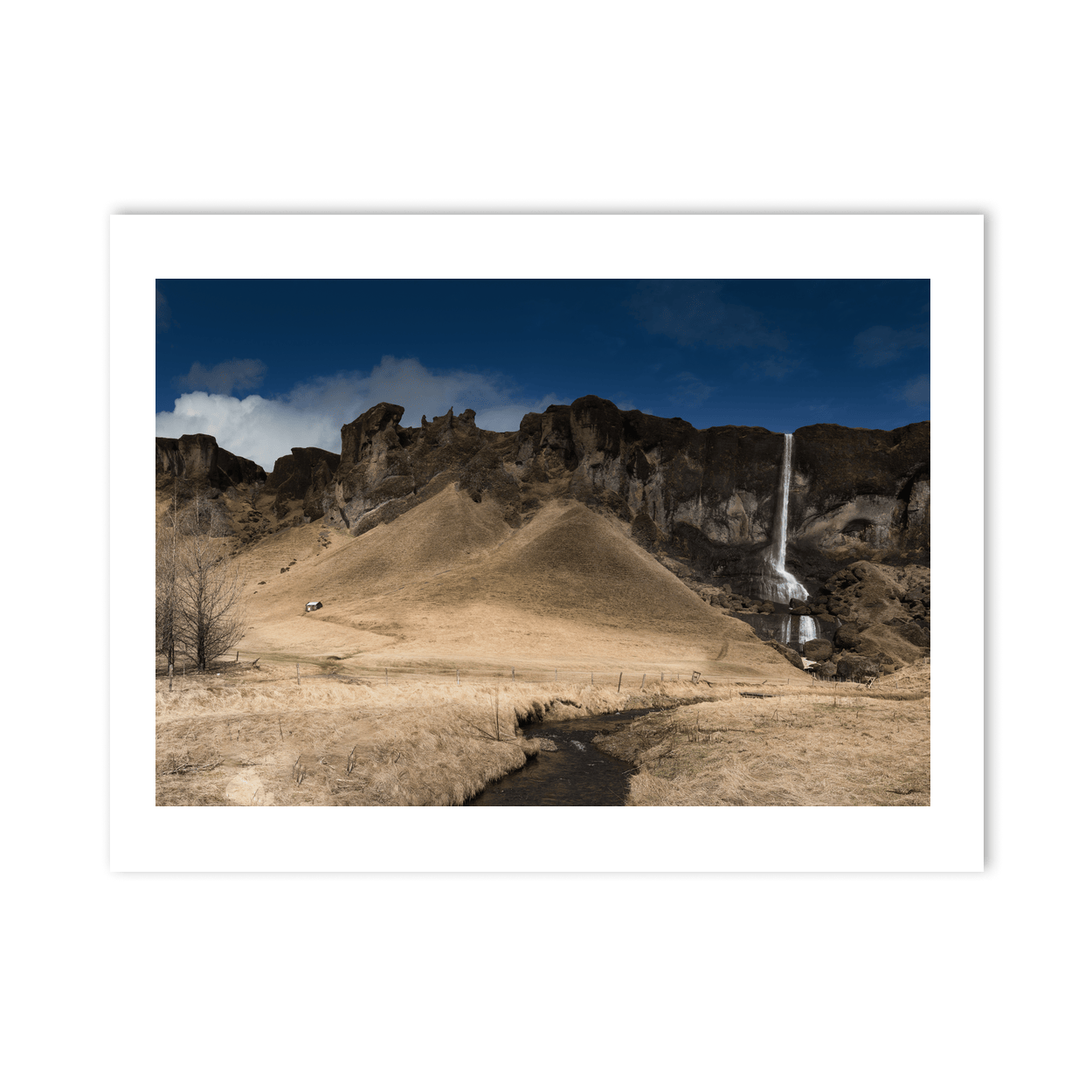 Nua Photography Print Icelandic Waterfall and Dramatic Cliffs, Iceland Icelandic Waterfall and Dramatic Cliffs Print | Nua Photography