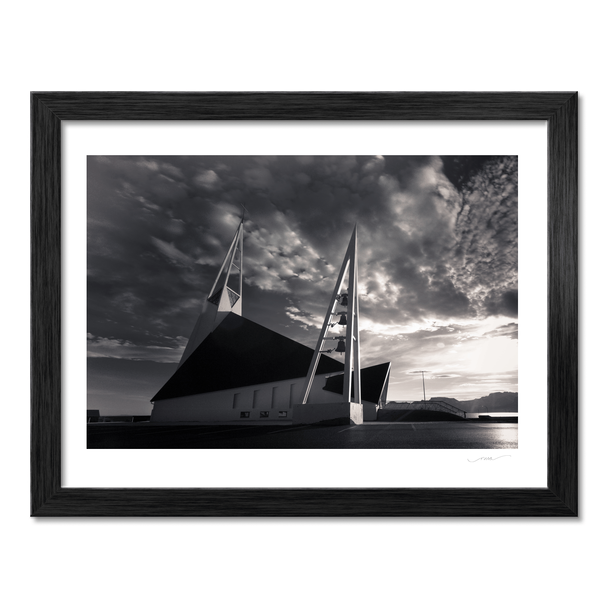 Nua Photography Print Modern Icelandic Church Under Dramatic Skies, Iceland Modern Icelandic Church Dramatic Skies Print | Nua Photography