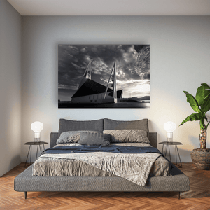 Nua Photography Print Modern Icelandic Church Under Dramatic Skies, Iceland Modern Icelandic Church Dramatic Skies Print | Nua Photography