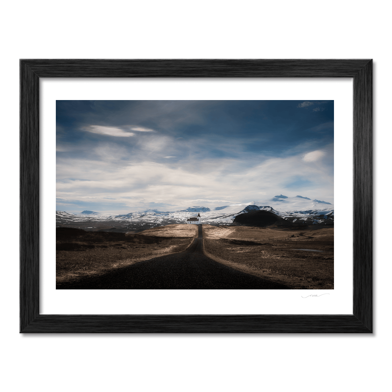Nua Photography Print Remote Icelandic Church and Mountain Road, Iceland Remote Icelandic Church and Mountain Road Print | Nua Photography
