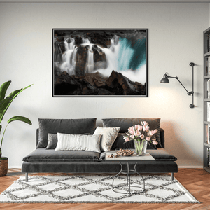 Nua Photography Print Icelandic Waterfall Cascading Over Volcanic Rock, Iceland Icelandic Waterfall Volcanic Rock Print | Nua Photography