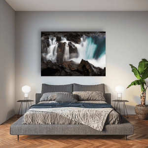 Nua Photography Print Icelandic Waterfall Cascading Over Volcanic Rock, Iceland Icelandic Waterfall Volcanic Rock Print | Nua Photography