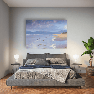 Nua Photography Print Inch Beach Dog Walker with Mountain Views, Co. Kerry Inch Beach Dog Walker with Mountain Views Print | Nua Photography