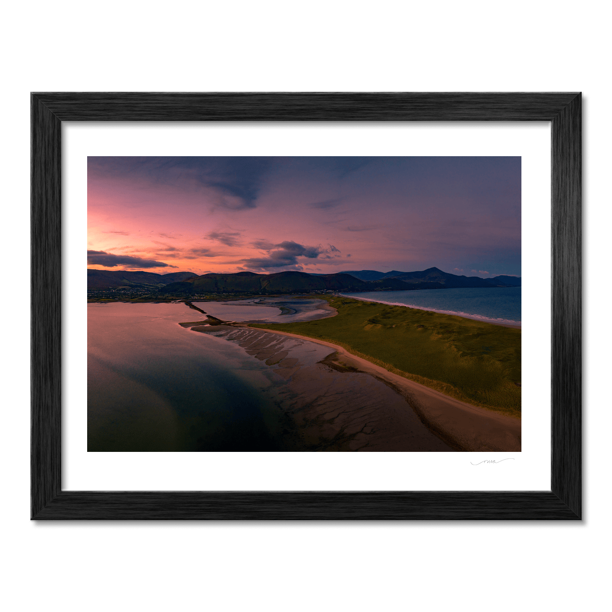 Nua Photography Print Inch Beach and Dingle Peninsula Aerial Sunset, Co. Kerry Inch Beach Dingle Peninsula Aerial Sunset Print | Nua Photography