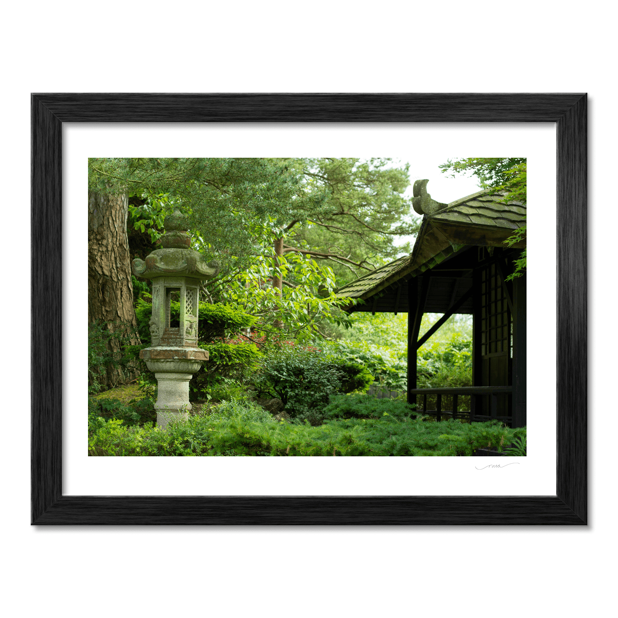 Nua Photography Print Japanese Gardens Stone Lantern and Tea House, Kildare Japanese Gardens Stone Lantern Tea House Print | Nua Photography