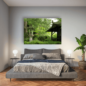Nua Photography Print Japanese Gardens Stone Lantern and Tea House, Kildare Japanese Gardens Stone Lantern Tea House Print | Nua Photography