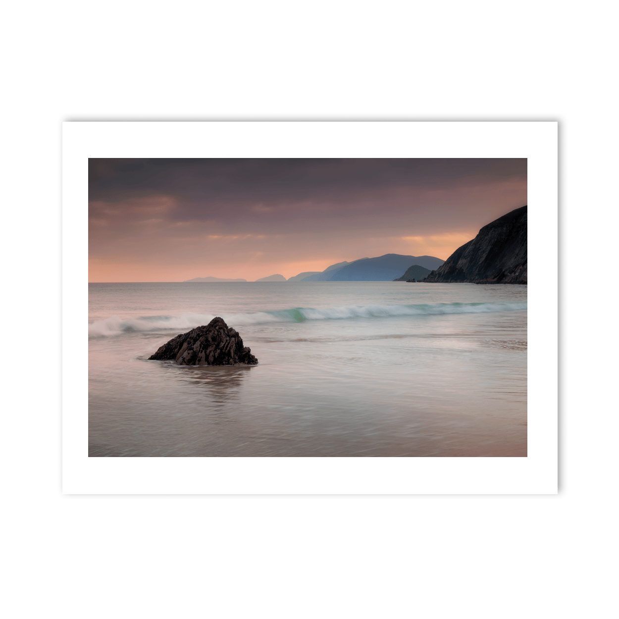 Nua Photography Print Kerry Coastline Sunset with Misty Mountains, Co. Kerry Kerry Coastline Sunset with Misty Mountains Print | Nua Photography