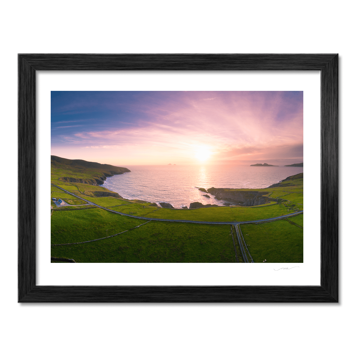 Nua Photography Print Kerry Coastline and Green Fields Aerial Sunset, Co. Kerry Kerry Coastline Green Fields Aerial Sunset Print | Nua Photography