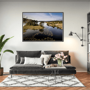 Nua Photography Print Kerry Lake with Lily Pads and Pine Island Aerial View, Co. Kerry Kerry Lake Lily Pads Pine Island Aerial Print | Nua Photography