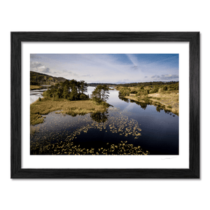 Nua Photography Print Kerry Lake with Lily Pads and Pine Island Aerial View, Co. Kerry Kerry Lake Lily Pads Pine Island Aerial Print | Nua Photography