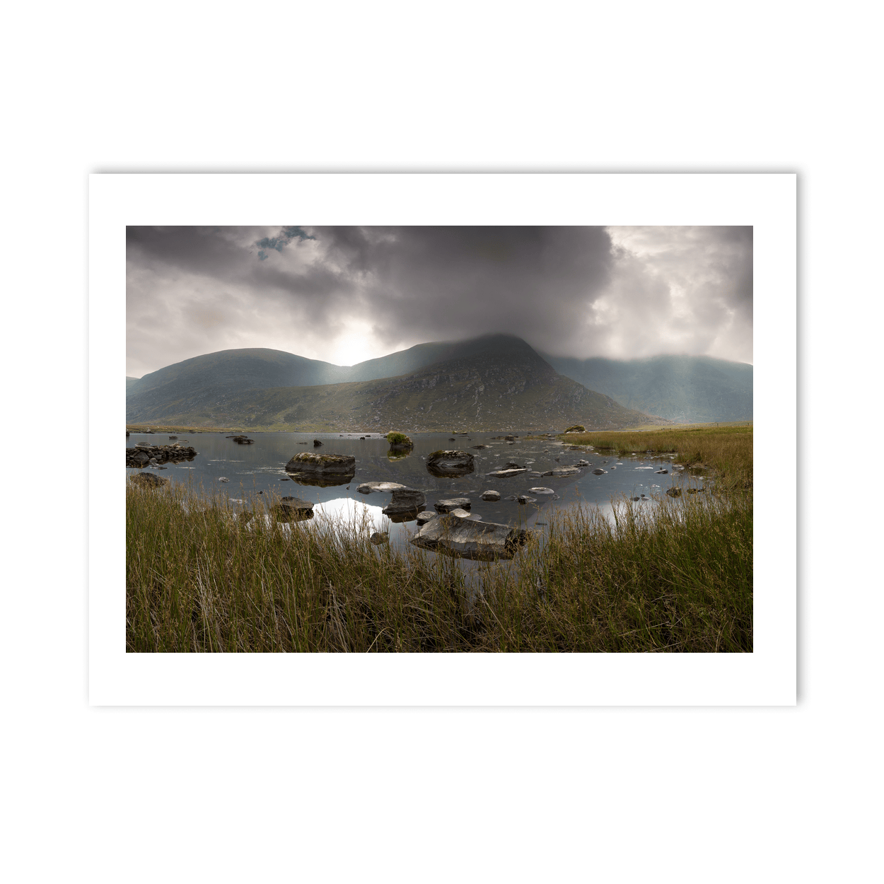 Nua Photography Print Kerry Mountain Lake Under Dramatic Storm Clouds, Co. Kerry Kerry Mountain Lake Dramatic Storm Clouds Print | Nua Photography