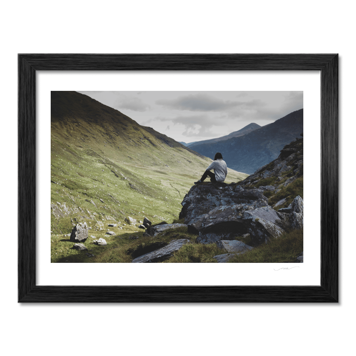 Nua Photography Print Solitary Hiker in the Kerry Mountains Valley, Co. Kerry Kerry Mountains Valley Solitary Hiker Print | Nua Photography
