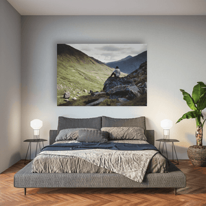Nua Photography Print Solitary Hiker in the Kerry Mountains Valley, Co. Kerry Kerry Mountains Valley Solitary Hiker Print | Nua Photography