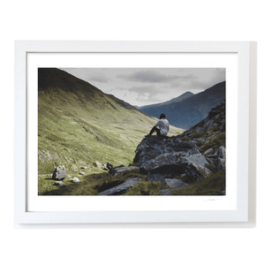 Nua Photography Print Solitary Hiker in the Kerry Mountains Valley, Co. Kerry Kerry Mountains Valley Solitary Hiker Print | Nua Photography