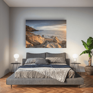 killiney-beach-rocky-shore-golden-sunset Pano