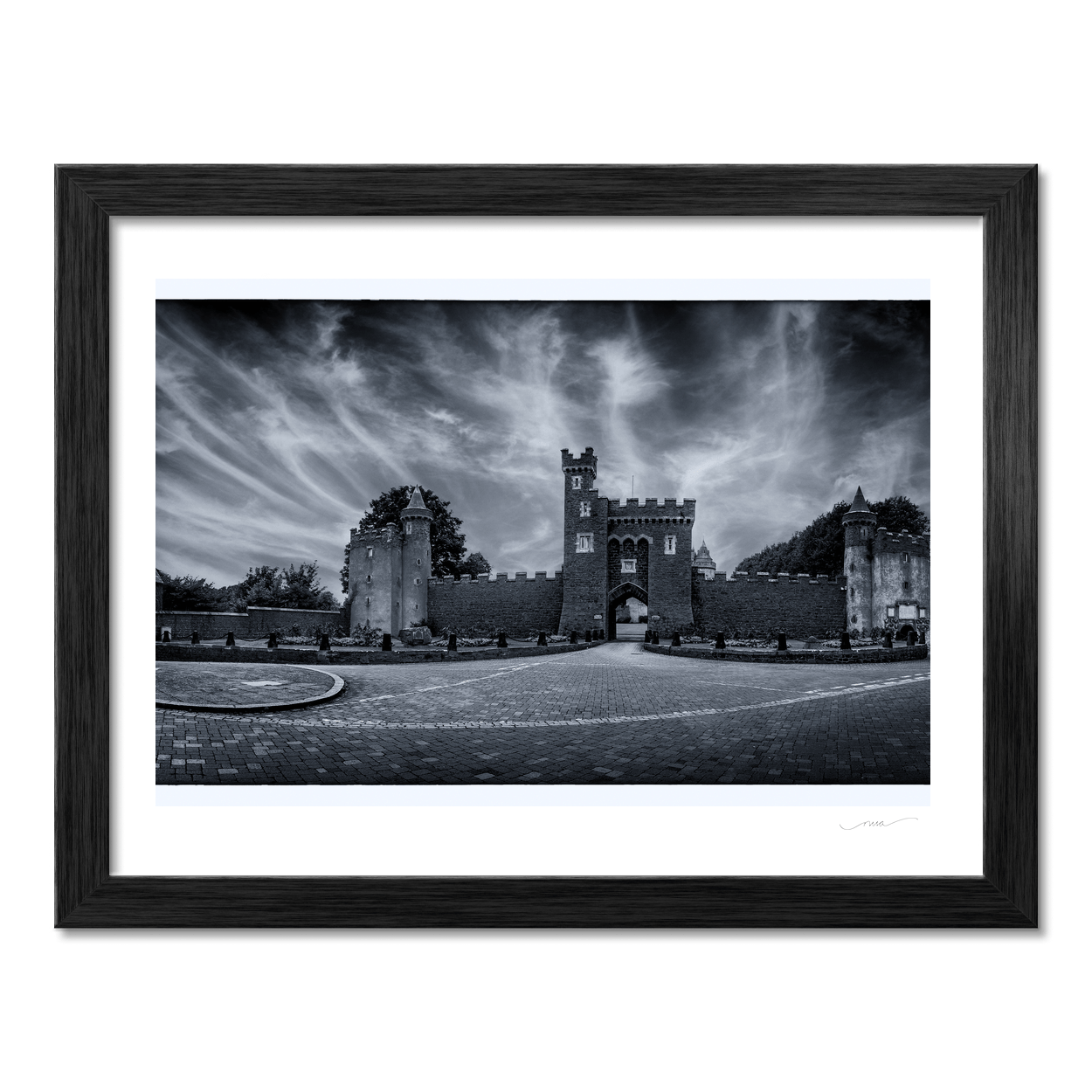 killyleagh-castle-dramatic-sky-mono PM