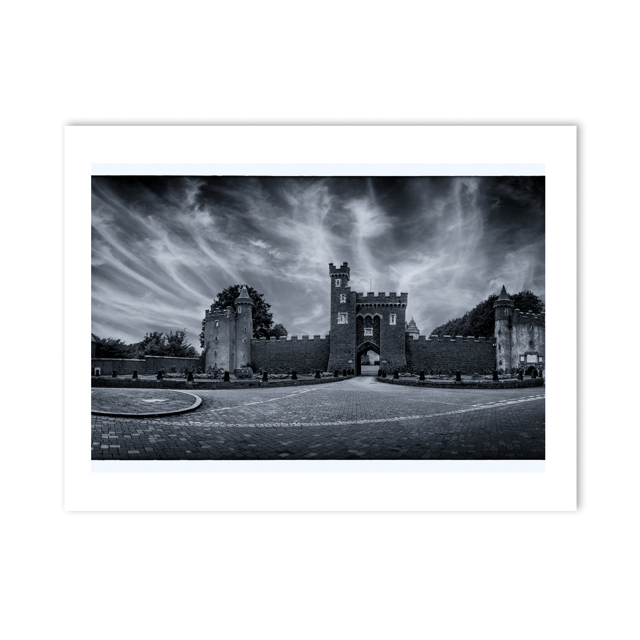 killyleagh-castle-dramatic-sky-mono PM