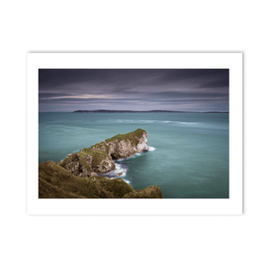 Kinbane Head Sea Stack and Moody Skies, Co. Antrim fine art photography print by Nua Photography
