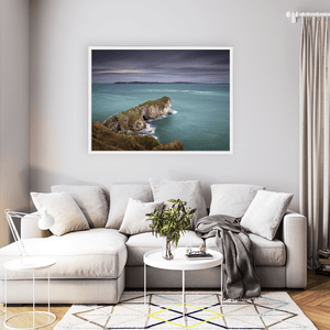 Kinbane Head Sea Stack and Moody Skies, Co. Antrim fine art photography print by Nua Photography