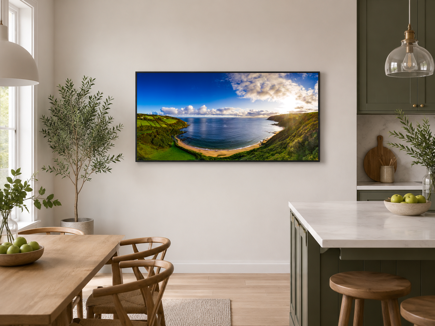 kinnagoe-bay-aerial-panorama-sunset PM