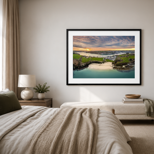 kinsale-dock-beach-aerial-sunset Pano