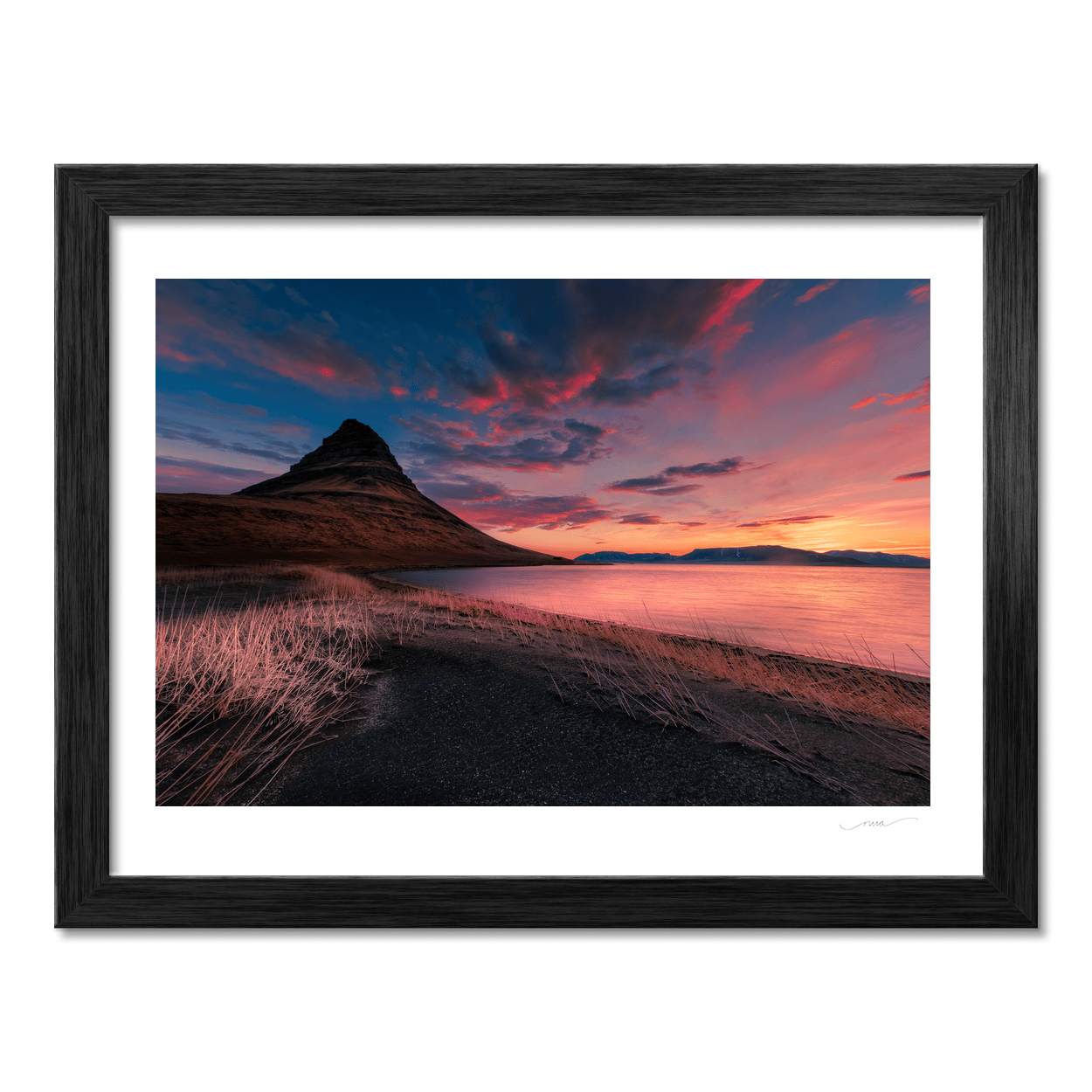 Nua Photography Print Kirkjufell Mountain at Fiery Sunset, Iceland Kirkjufell Mountain Fiery Sunset Iceland Print | Nua Photography