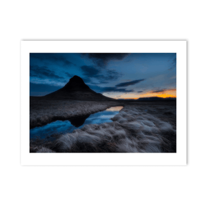 Nua Photography Print Kirkjufell Mountain at Twilight with Stream Reflection, Iceland Kirkjufell Mountain Twilight Reflection Print | Nua Photography