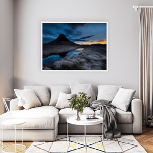 Nua Photography Print Kirkjufell Mountain at Twilight with Stream Reflection, Iceland Kirkjufell Mountain Twilight Reflection Print | Nua Photography