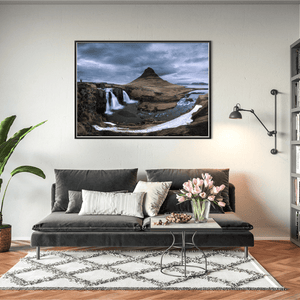 Nua Photography Print Kirkjufell Mountain and Waterfall Under Dramatic Skies, Iceland Kirkjufell Mountain & Waterfall Iceland Print | Nua Photography