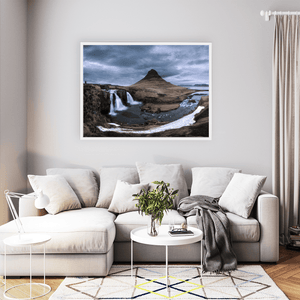 Nua Photography Print Kirkjufell Mountain and Waterfall Under Dramatic Skies, Iceland Kirkjufell Mountain & Waterfall Iceland Print | Nua Photography