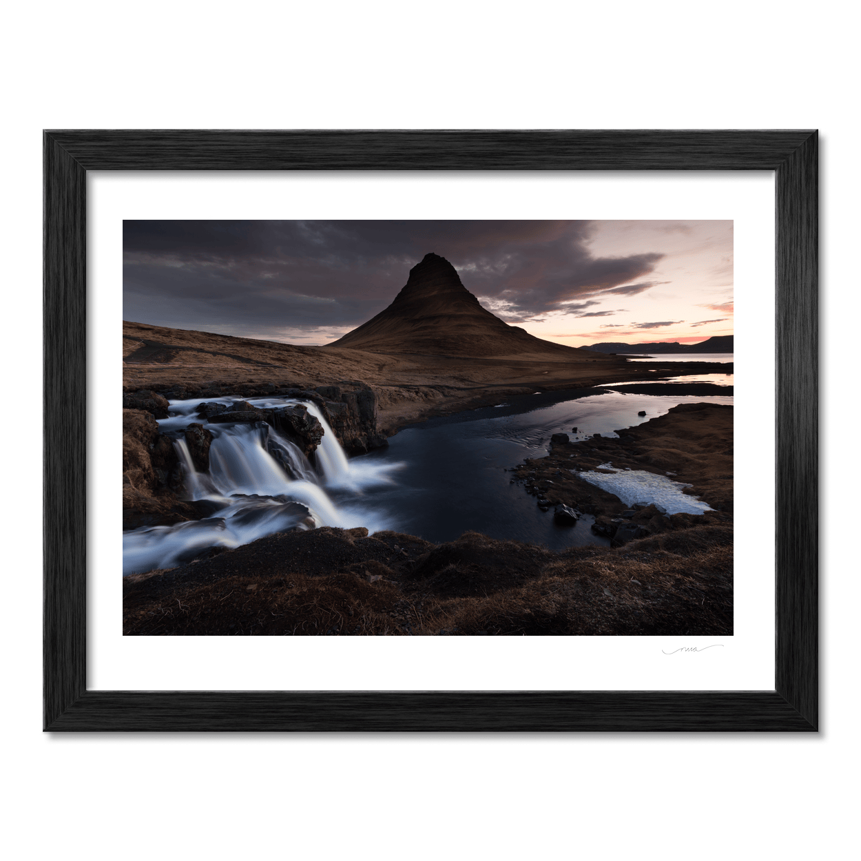 Nua Photography Print Kirkjufell Mountain and Waterfall at Sunset, Iceland Kirkjufell Mountain and Waterfall Sunset Print | Nua Photography
