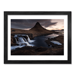 Nua Photography Print Kirkjufell Mountain and Waterfall at Sunset, Iceland Kirkjufell Mountain and Waterfall Sunset Print | Nua Photography